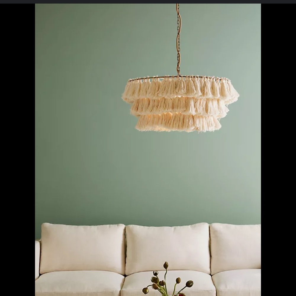 NWT Anthropologie Fela Tasseled Chandelier Small Bedside Size